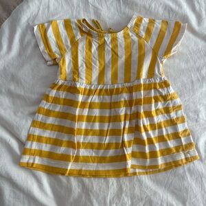 Hanna Andersson Yellow and White Striped Tie‑Front Dress